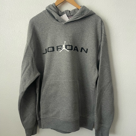 Nike Jordan JUMPMAN AIR HOODIE Mens  HQ4643-091 Carbon Heather Black Sz Large - Picture 2 of 9